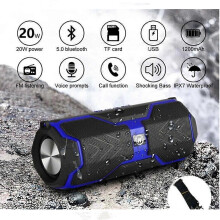 (blue) Portable Bluetooth Speaker with Powerful Bass and TWS Voice Prompt