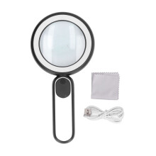 Optisk forstørrelsesglass med lys, håndholdt belyst forstørrelsesglass med 21 LED-lys USB-lading med berøringsbryter for lesekrets,