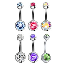 Pieces navlestenger i rustfritt stål, dobbelendet smykker for navlepiercing, magestenger for gravide, magepiercing i kirurgisk stål med strass