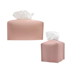 2 PCS Tissue Box Cover, Modern PU Leather Square Tissue Box Holder for Creative Decorative, Ideal for Bathrooms/Office/Car/Dining Table