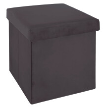 Tess Velvet Folding Pouffe Grey Velvet Upholstered Compact Ottoman for Small Spaces Modern Living Room Seating