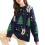 (Navy Blue)Sweater Women Tree Pattern Sweater Knitted O-neck Sweater 1
