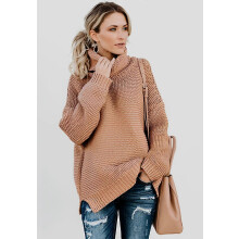 (L,Khaki)Elegant turtleneck sweater, long sleeve knitted sweater, knitted sweater
