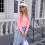 (L,pink)Autumn and Winter Women's Sweater Printed Pullover Sweater Flower Sweater 1