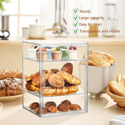 Bread Storage Container, FourTier Clear Acrylic Bread Box, Airtight Kitchen Pantry Organizer 1