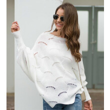 (XL,White)Women's sweater oversize V neck loose sweater knitted sweater outwear