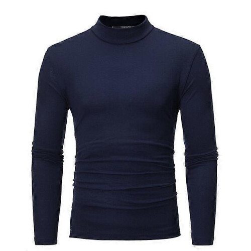 (L,Navy Blue)sweater  Gothic Men Turtelneck Sweater