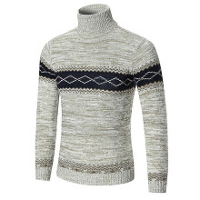 (xl,khaki)Sweater Men's Fleece Thick Turtleneck Sweater Lapel Pullover Splicing Sweater
