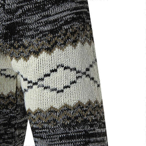 (xl,khaki)Sweater Men's Fleece Thick Turtleneck Sweater Lapel Pullover Splicing Sweater 1