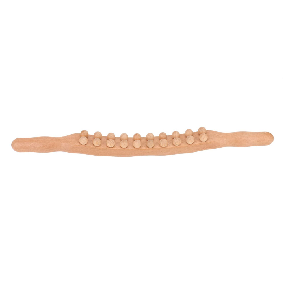 Wooden Massage Roller Stick with Double Row Beads for Full Body Relaxation â Beech Wood Manual Massager