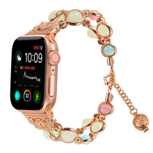 Mukautettava Apple Watch -ranneke, eteeristen öljyjen säilytyslokero joustavalla helmikoristeella, säädettävä leveys ja joustava ranneke W:lle