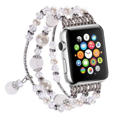 Μοντέρνο ελαστικό βραχιόλι για Apple Watch, με χάντρες και μαγευτικές χάντρες και