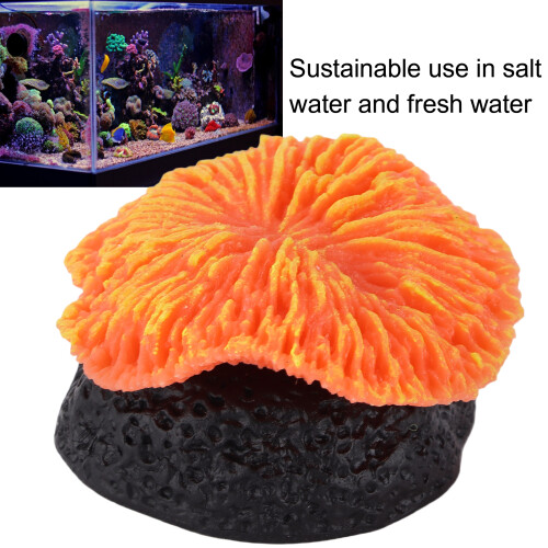 Artificial Sawgrass Aquarium Decoration, Silicone, Orange, 3.7cm Base 2