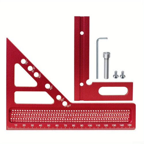 Professional Triangle Ruler Aluminum Adjustable Angles For Woodworking, Metric Imperial, Carpentry Tool