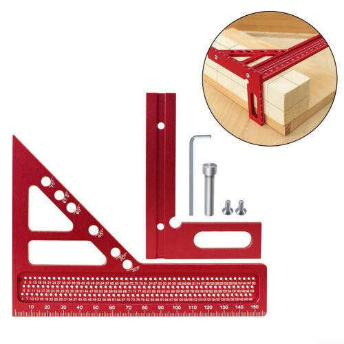 Professional Triangle Ruler Aluminum Adjustable Angles For Woodworking, Metric Imperial, Carpentry Tool 2