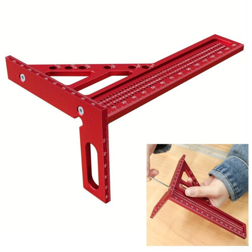 Professional Triangle Ruler Aluminum Adjustable Angles For Woodworking, Metric Imperial, Carpentry Tool 1