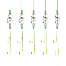 Spring Bait Cage Trap Fishing Hook Set - 5 Pcs 8# Offset, Dropshot, and Boilie Hooks for Carp Fishing