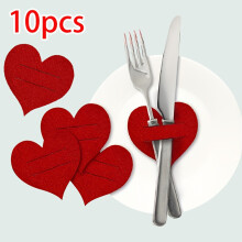 (Love 10pcs) Birthday Party Decorations Felt Heart-Shaped Tableware Set 10-Piece Decorative Tableware Set Placemats