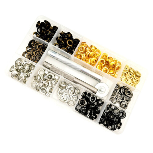 200Pcs 4 Color Grommets Eyelets with Install Tool, 6mm Eyelet