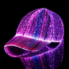 (Black, One size fits all) LED Fiber Optic Light Up Baseball Cap, Rechargeable USB Disco Flashing Hat, Hip Hop Couples Rave Party Hat, Unisex Glow Hat