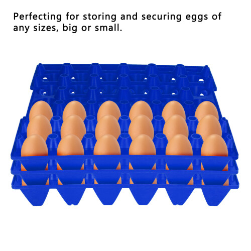 5PCS 30-Cell Plastic Egg Holder Tray - Sturdy & Stackable Blue 2