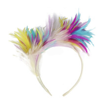 Bentiță din pene FlexibleFeathers Vintage, Fascinator plin de farmec cu coroană vibrantă, Confortabil de purtat, Clasic atemporal, Mărime