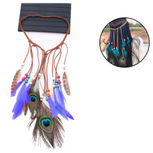 Bandă portabilă reglabilă cu pene, bandă de susținere indiană boemă, pene atent selectate, design elegant, microfon cu anulare a zgomotului