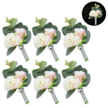 Handmade Corsage, Vintage Wedding Boutonniere, Artificial Flowers, Realistic Roses, High Quality Satin, Elegant Design For Wedding Ceremonies And Cock
