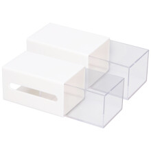Justerbar stapelbar förvaringsenhet med transparenta lådor och minimalistisk look, multifunktionell organisatör för hemmakontor, hållbar plast