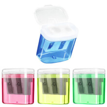 ZELHYEUU 4 Pcs Pencil Sharpeners, Manual Pencil Sharpener with Container, Portable Manual Pencil Sharpener, Dual Hole Pencil Sharpener with Lid, for