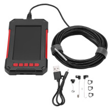 Câmera endoscópica de lente dupla com luz, câmera de inspeção HD com tela IPS de 4,3 polegadas, boroscópio industrial à prova d'água IP67,