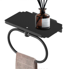 Towel Ring with Shelf | Wall Mount No Drilling Bath Towel Holder for Bathroom and Kitchen, Stainless Steel Design