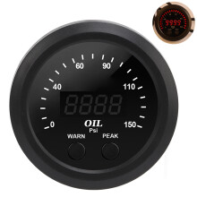 52mm Oil Pressure Gauge 0-150PSI Red LED White Background Car Modification