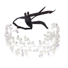 Eleganter Hochzeitsschmuck, Prinzessinnen-Haarreif mit Kristallperlen, Strasssteinen, Legierung und Perlen, geeignet für Hochzeiten, Tanzbälle,