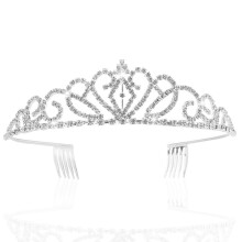 Coroană strălucitoare, accesoriu pentru nuntă și bal, bentiță rafinată, aliaj și stras, antirugină, antisensibilă