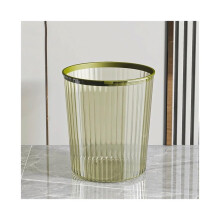 Small Green Transparent Plastic Trash Can with Pressure Ring for Kitchen Office and Bathroom