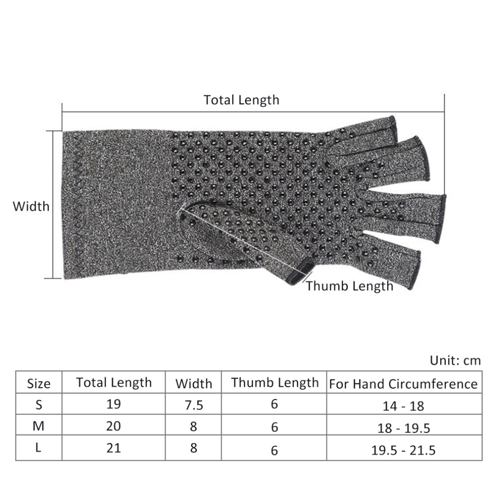 Premium Arthritis & Carpal Tunnel Gloves Fingerless & Anti-slip Size L