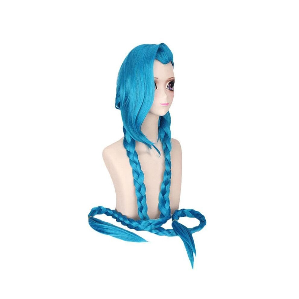 Unisex Blue Cosplay Wig Long Braids For Jinx Arcane Legends Sky Color For League Of Legends