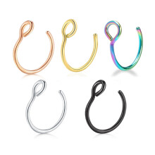 Adjustable Fit Fake Nose Ring Hoop, Lightweight Design Clip On Septum Ring for Women Men, Non Piercing Stainless Steel Jewelry, Easy to Put In for Fir