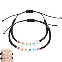 Bracelets en corde tressée pour femmes et hommes, bracelets ajustables faits main, bracelets assortis pour couples avec motif cœur.