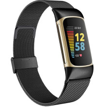 Curea de ceas din oțel inoxidabil pentru Fitbit Charge6, curea metalică cu design respirabil din plasă și margini lustruite, confortabilă de