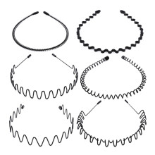 Cerchietto per capelli in metallo versatile, fascia regolabile per uomo e donna, design antiscivolo con denti ondulati, modello ondulato alla moda,