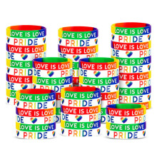 Silicone Wristbands, Motivational Rubber Wristbands for Men Women, Inspirational Bracelet with Rainbow Colors, Ideal for LGBT Pride Month Celebrations