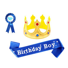 Faixa de aniversário Charming Stars para menino, conjunto elegante para comemoração com botões e alfinetes, confeccionada em tecido de alta