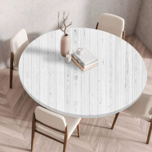 Waterproof Round Tablecloth With Elastic Hem, 3D Wood Grain Print, Oil & Stain Resistant, 80 cm Round Tablecloth