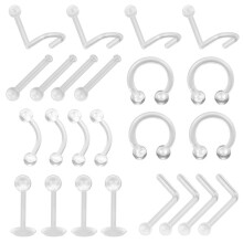 Clear Nose Rings for Work Hypoallergenic Bioflex Piercing Jewelry Transparent Resin Retainers for Lip Nose Septum Eyebrow Belly Tongue Nipple Industri