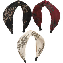 Boheemse stijl haarband met bloemenpatroon, geborduurde bladeren, roestvrijstalen haarband voor dames, huidvriendelijk ontwerp.