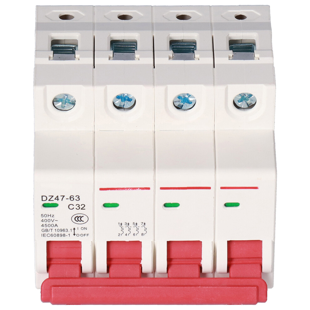 4P Mini Air Circuit Breaker 32A 400V Overload & Short Protection 7611377188579