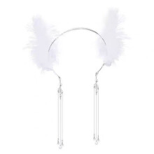 Fascia per capelli luminosa, accessorio speciale per eventi da donna, fascia per capelli luminosa con decorazione di piume pelose, design ispirato