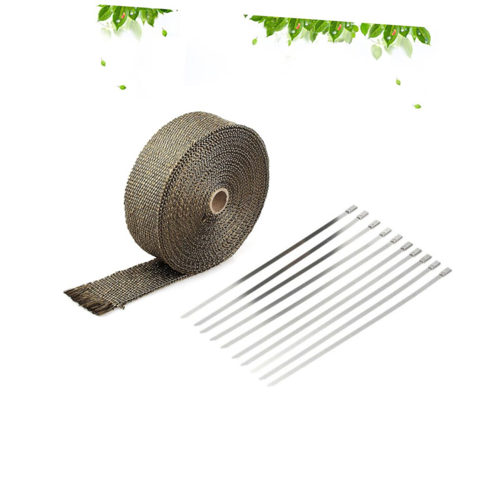 10M Titanium Exhaust Wrap Tape With Stainless Steel Ties For Motorcycles, Reduce Engine Heat 9382693495754